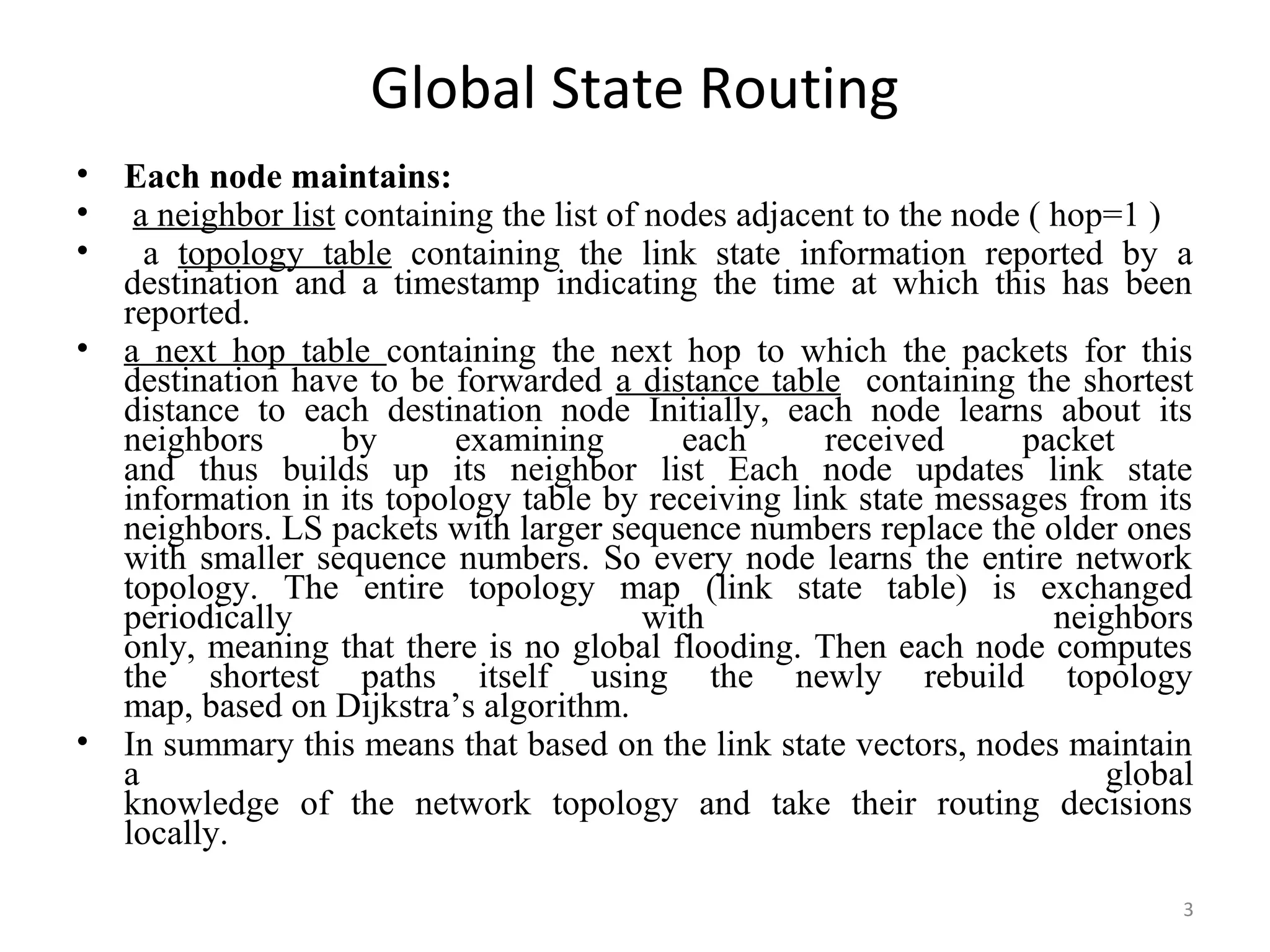 Global state routing | PPT | Computer Networking | Computing