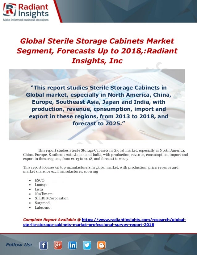 Global Sterile Storage Cabinets Market Segment Forecasts Up To 2018