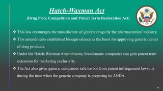 Hatch Amendment Global submission of abbreviated new drug application ( | PPTX