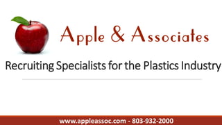 Recruiting Specialists for the Plastics Industry
www.appleassoc.com - 803-932-2000