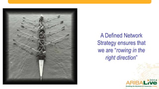 A Defined Network
Strategy ensures that
we are “rowing in the
right direction”
 