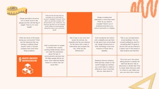 Design and build a structure
out of sticks found in the
playground that will hold 1kg of
weight. Then try for more
weight!
What are the services that are
necessary for a community to
function? Hospitals? Schools? What
else? List and then compare with
the services in your community. Are
there any services you are missing?
Write a letter to a local politician
telling them about your community
needs!
Design a building that
addresses a community need.
What do you need to
consider? Build it out of
cardboard and show your
school community in a display.
What are some of the issues
facing your community? What
are the industries that can
emerge to address these
issues? Invent a fictional
company that could solve
these problems.
Host a small event for people
to donate their unused,
working mobile phones, and in
turn raise the awareness
about the lack of
communication services that
1.15 billion people still do not
have. Once collected donate
these to a charity that can
reuse them.
Get a map of your town and
locate the schools, the
hospitals and the train stations.
Do the same with a map of
Kathmandu and compare the
two. What are the
differences?
Invite somebody into school
with a disability and ask them
to talk about how communities
can change infrastructure or
offer technology to be more
inclusive of those with a
disability.
Talk to your principal about
school buildings. Can any
unused buildings be used for
something else? Propose a
service that can be offered in
a spare room in the school to
help students and teachers.
Research famous inventors.
What did they create for the
world? Imagine an invention
you could make to create a
difference. Draw it and then
tell your class about it!
Put a box out in the school
asking parents to donate old
electrical devices. Ask an
electrician to donate their time
to check these items are safe
for others to use. Make your
very own tech hub in school.
 