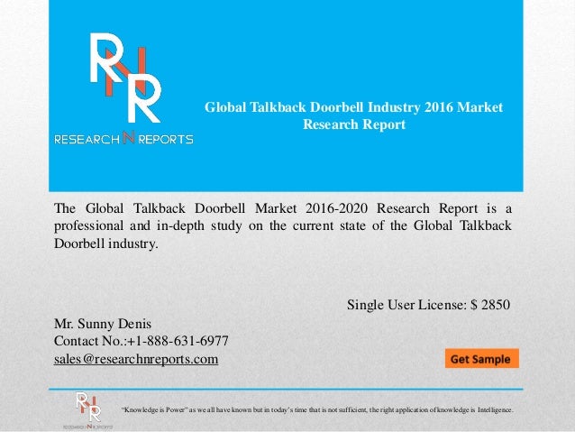 New Analysis -Talkback Doorbell Market Research Report 2020