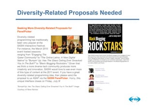 Diversity-Related Proposals Needed
 