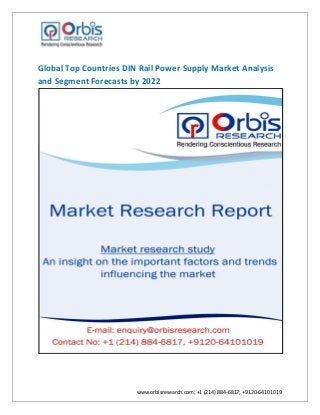 www.orbisresearch.com; +1 (214) 884-6817; +9120-64101019
Global Top Countries DIN Rail Power Supply Market Analysis
and Segment Forecasts by 2022
 