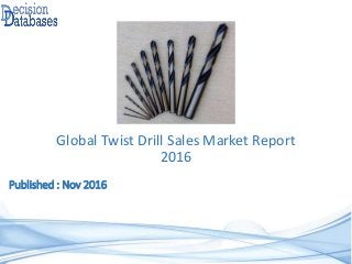 Global Twist Drill Sales Market Report
2016
Published : Nov 2016
 