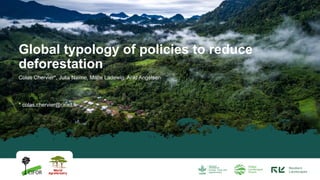 Colas Chervier*, Julia Naime, Malte Ladewig, Arild Angelsen
* colas.chervier@cirad.fr
Global typology of policies to reduce
deforestation
 