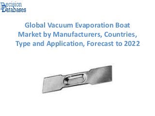 Global Vacuum Evaporation Boat
Market by Manufacturers, Countries,
Type and Application, Forecast to 2022
 