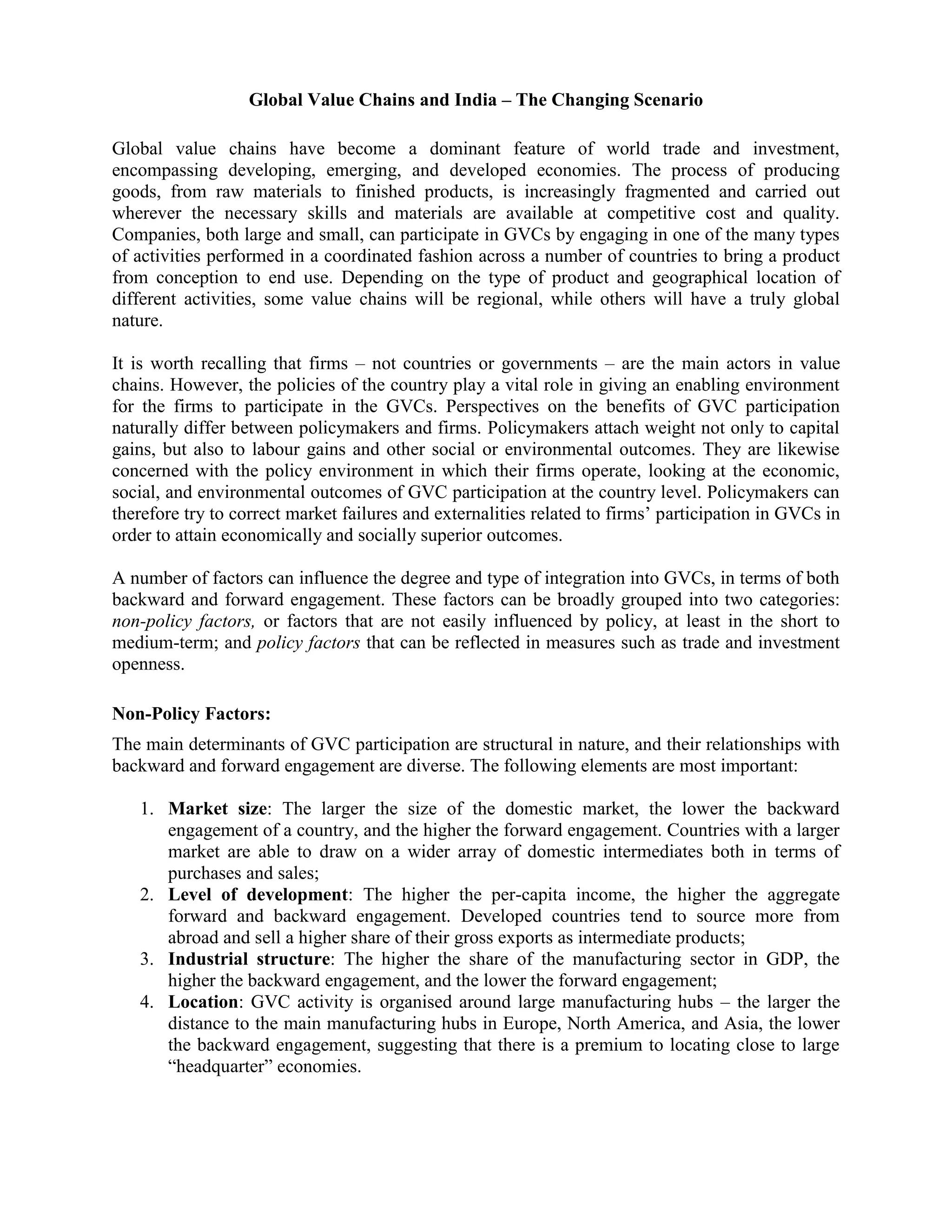 Global value chains and india | PDF