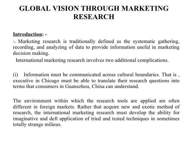 Scope of international marketing research