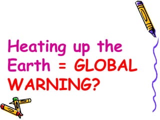 Unit 19 Global Warming   Heating up the Earth  = GLOBAL WARNING? 