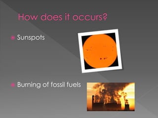  Sunspots
 Burning of fossil fuels
 