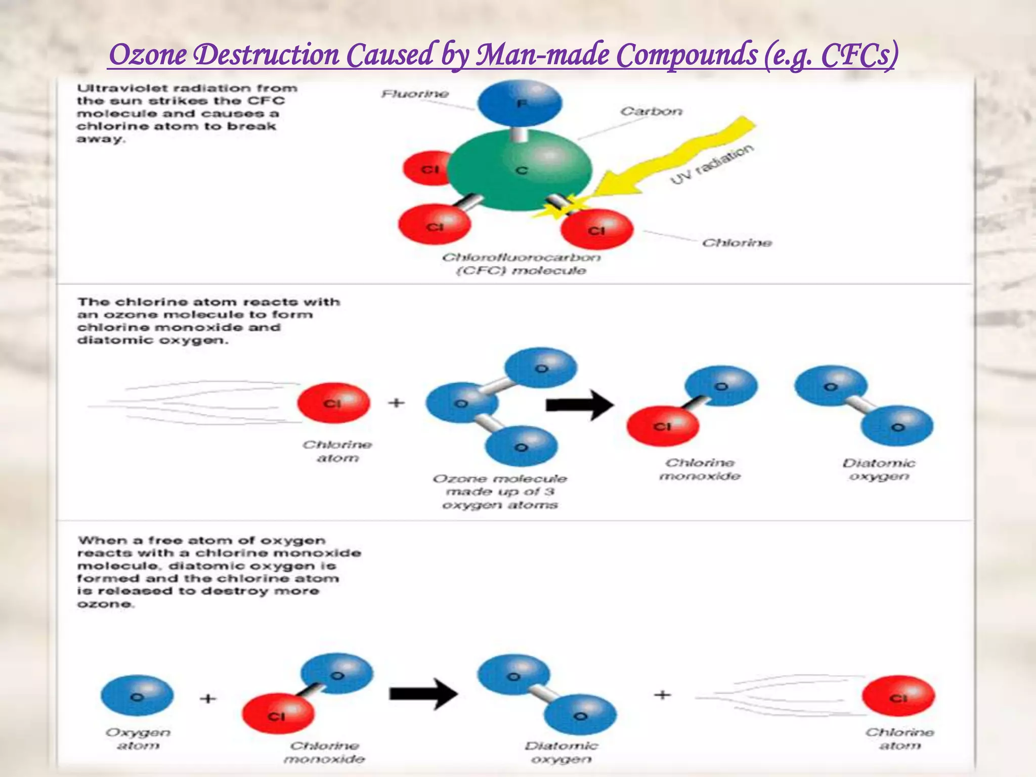 Ozone Destruction Caused by Man-made Compounds (e.g. CFCs)
 