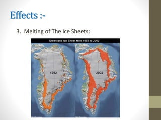 Effects :-
3. Melting of The Ice Sheets:
 