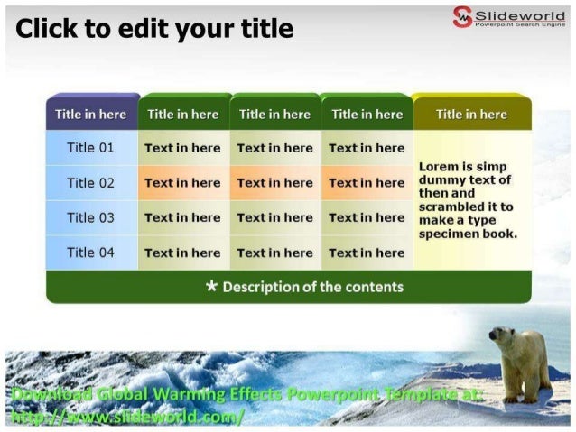 Global Warming Effects Powerpoint Template SlideWorld
