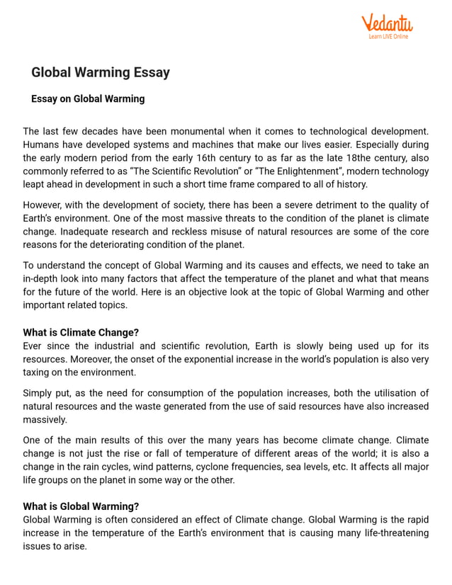 very short essay on global warming