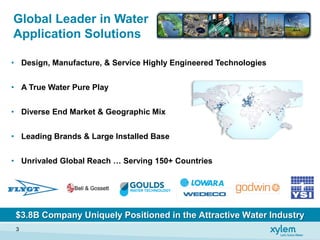 Global Leader in Water
Application Solutions

• Design, Manufacture, & Service Highly Engineered Technologies


• A True W...