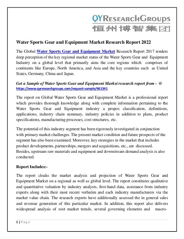 Water Sports Gear and Equipment Market Global Industry Analysis, Size