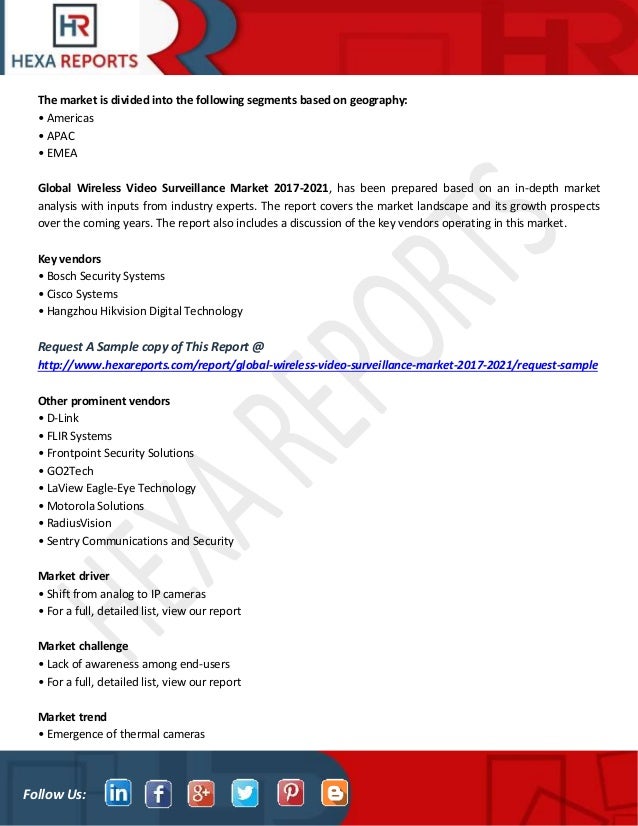 Global wireless video surveillance market share, trends, global