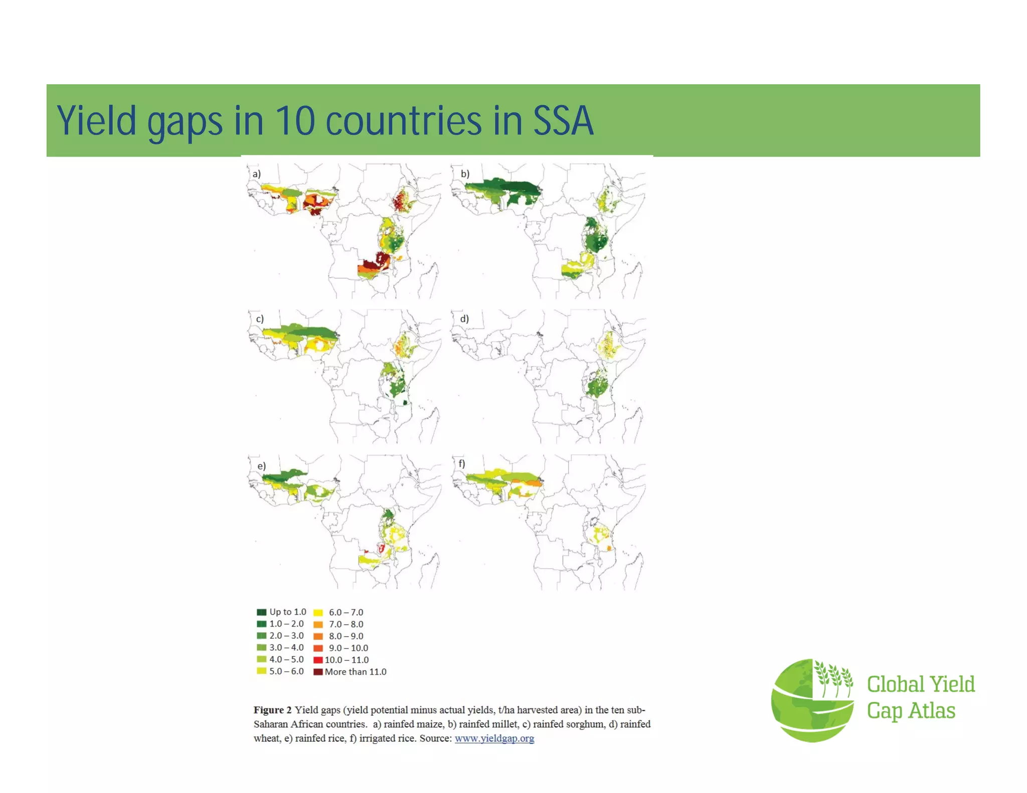 Yield gaps in 10 countries in SSA
 