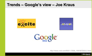Trends – Google’s view – Joe Kraus




                     http://news.cnet.com/8301-17939_109-9970053-2.html
 