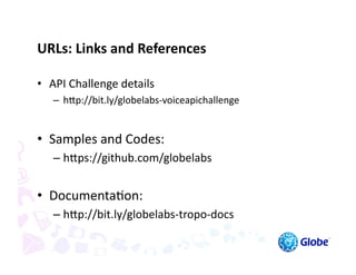 Globe Labs - Voice API (Developer Preview) | PDF