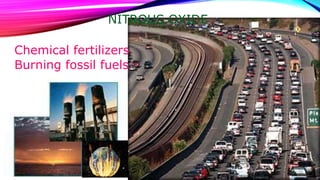 NITROUS OXIDE 
Chemical fertilizers 
Burning fossil fuels 
 