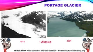 PORTAGE GLACIER 
1914 2004 • Alaska 
Photos: NOAA Photo Collection and Gary Braasch – WorldViewOfGlobalWarming.org 
 