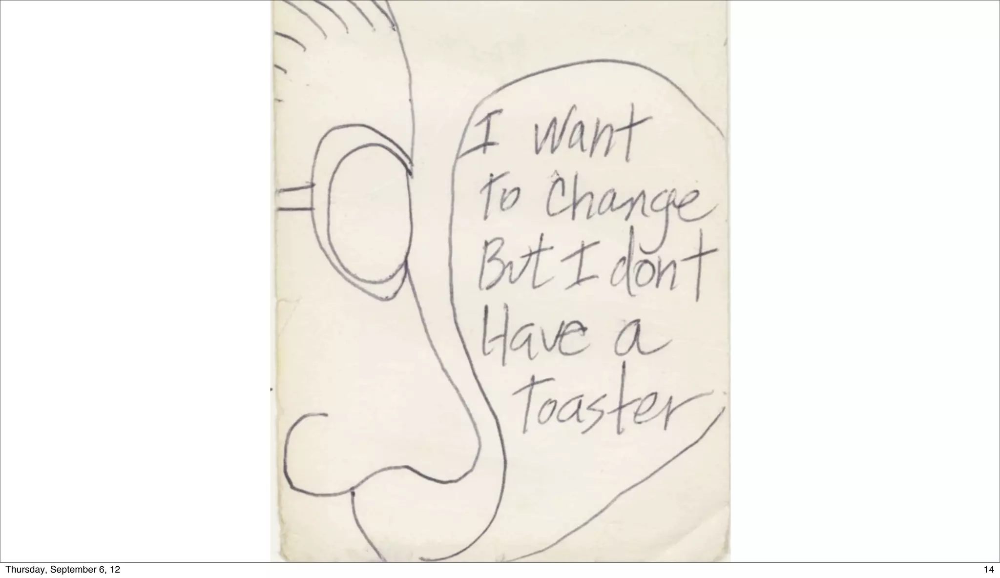 Sunday, September 9, 12   14
 