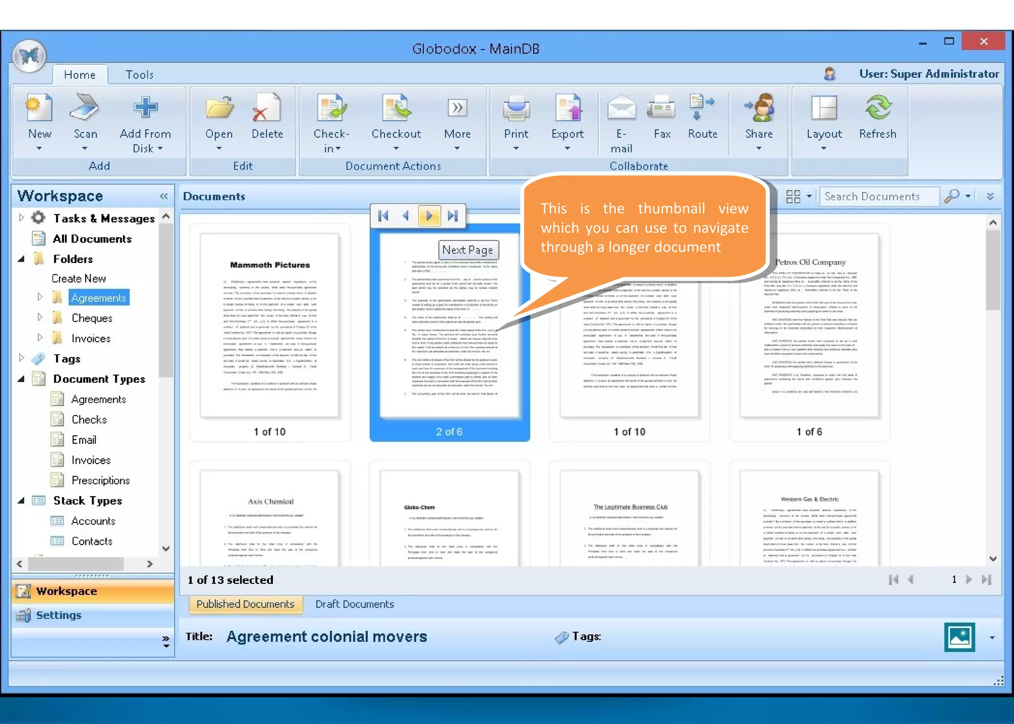 This is the thumbnail view
which you can use to navigate
through a longer document
This is the thumbnail view
which you can use to navigate
through a longer document
 