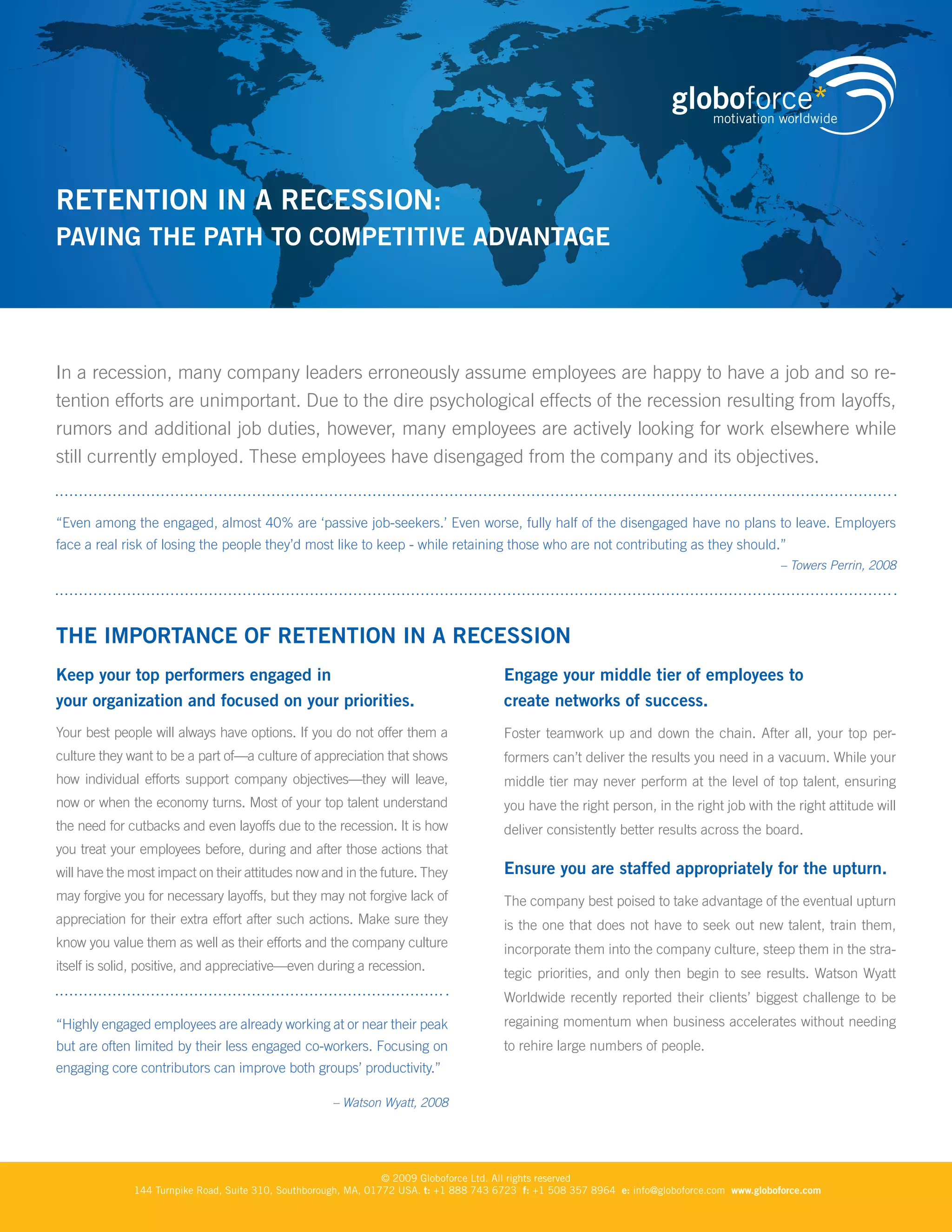 Globoforce Retention In Recession Na PDF