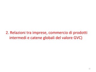2. Relazioni tra imprese, commercio di prodotti
intermedi e catene globali del valore GVC)

13

 