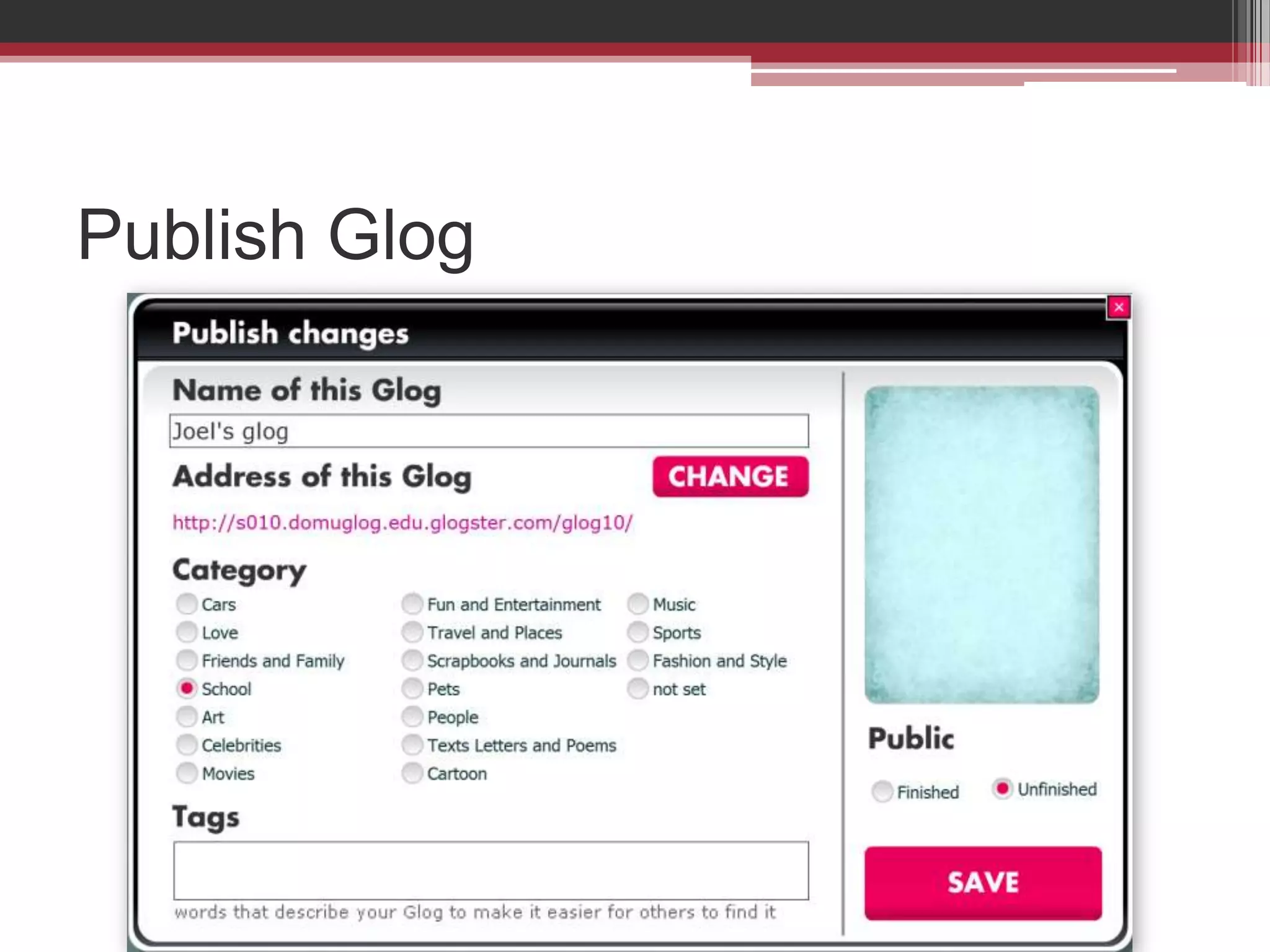 Publish Glog