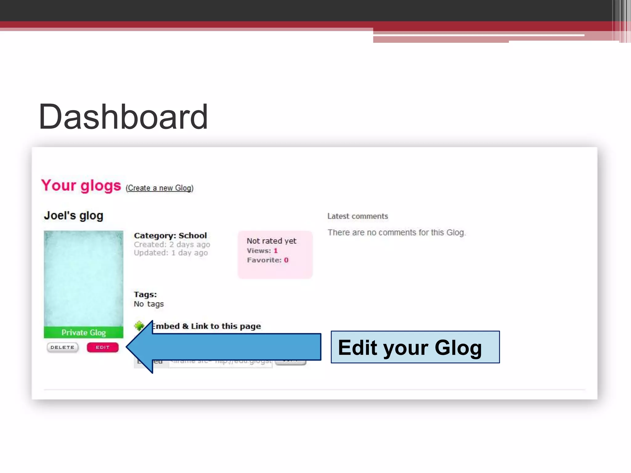 DashboardEdit your Glog