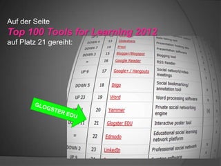 Auf der Seite
Top 100 Tools for Learning 2012
auf Platz 21 gereiht:
 