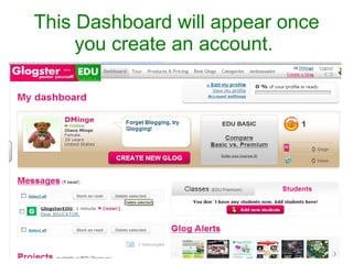 This Dashboard will appear once you create an account.   