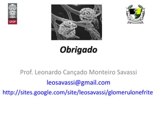 Obrigado Prof. Leonardo Cançado Monteiro Savassi [email_address] http://sites.google.com/site/leosavassi/glomerulonefrite   