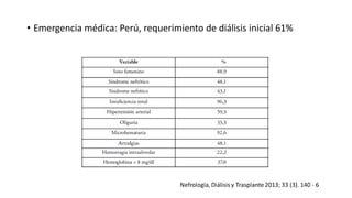 • Emergencia médica: Perú, requerimiento de diálisis inicial 61%
 