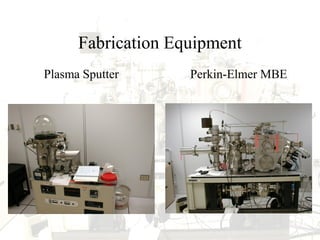 Fabrication Equipment
Plasma Sputter Perkin-Elmer MBE
 