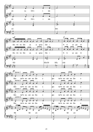 Je-                 su         Chri -           i-              ste




Je-                 su         Chri -               i-          ste




LA                                                                           SIm




 Do- mi- ne De-           us            a-   gnus         De-     i                      fi-   li-   us     pa-   tri




 Do- mi- ne De-           us            a-   gnus         De-     i                      fi-   li-   us     pa-   tri




 DO                                                      SOL/SI              SOL        LA4




       donne 1



      Glo-     ria^in ex- cel- sis De-          o                     glo-         ria^in ex- cel- sis De-        o
        donne 2



      Glo-     ria^in ex- cel- sis De-          o                     glo-         ria^in ex- cel- sis De-        o
        uomini 1



      Glo-     ria^in ex- cel- sis De-          o                     glo-         ria^in ex- cel- sis De-        o
        uomini 2



      Glo-     ria^in ex- cel- sis De-          o                     glo-         ria^in ex- cel- sis De-        o




      RE                  MI            LA                            RE                       MI      LA




                                                          21
 