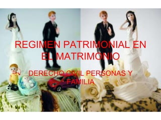 REGIMEN PATRIMONIAL EN
    EL MATRIMONIO
  DERECHO CIVIL PERSONAS Y
          FAMILIA
 