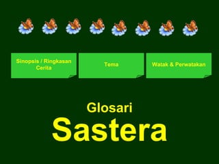 Glosari Sastera Sinopsis / Ringkasan Cerita Tema Watak & Perwatakan 