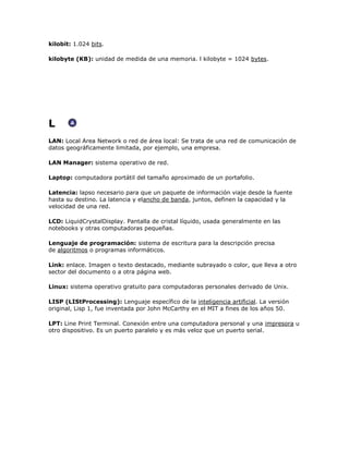 GLOSARIO DE TERMINOS EN INGLES