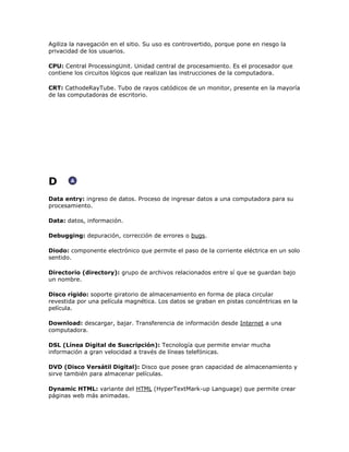 GLOSARIO DE TERMINOS EN INGLES