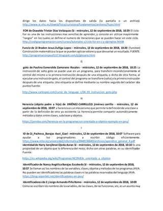 Glosario de palabras reservadas en JAVA | PDF