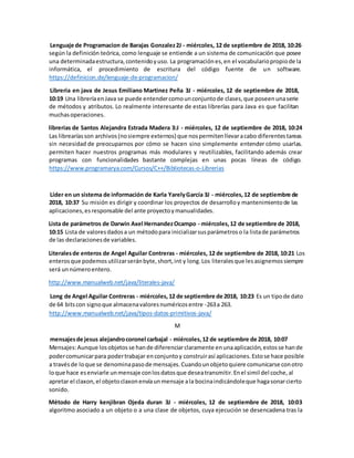 Glosario de palabras reservadas en JAVA | DOCX
