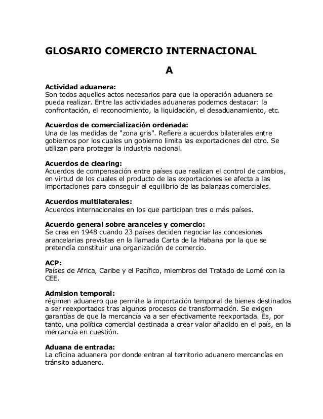 Glosario comercio internacional