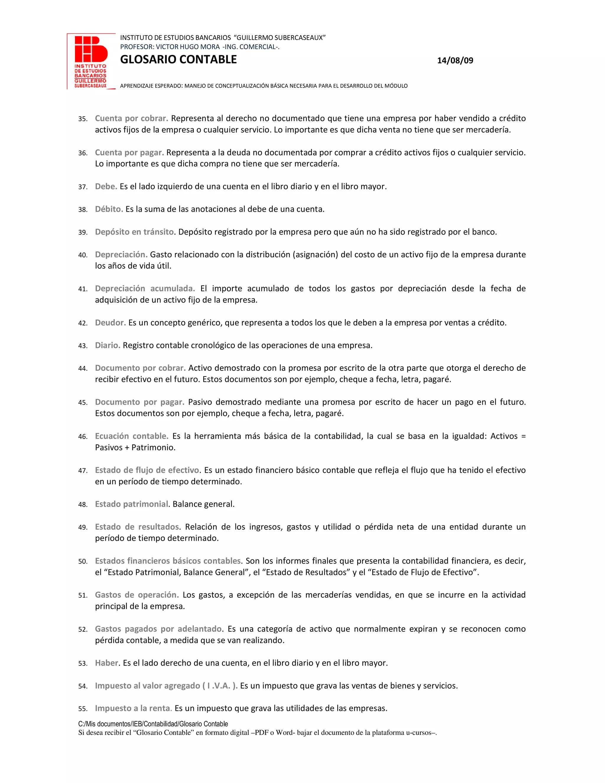 Glosario contable | PDF