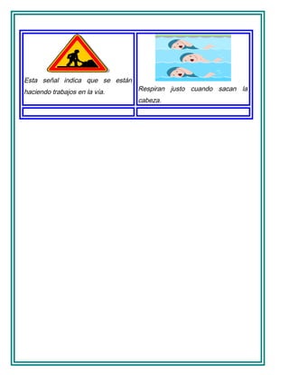 Esta señal indica que se están
haciendo trabajos en la vía. Respiran justo cuando sacan la
cabeza.
 