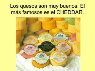Los quesos son muy buenos. El
más famosos es el CHEDDAR.
 